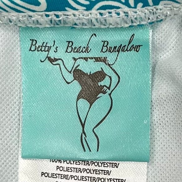 Betty's Beach Bungalow Blue Turquoise One Piece Floral Swimsuit Size 14 - Picture 3 of 8